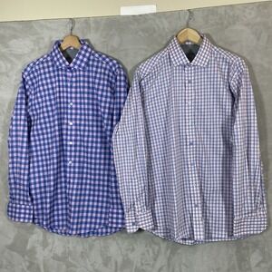 BUNDLE 2 SHIRTS Twillory 16.5 34-35 Mens Tailored Fit Performance Fabric Plaid
